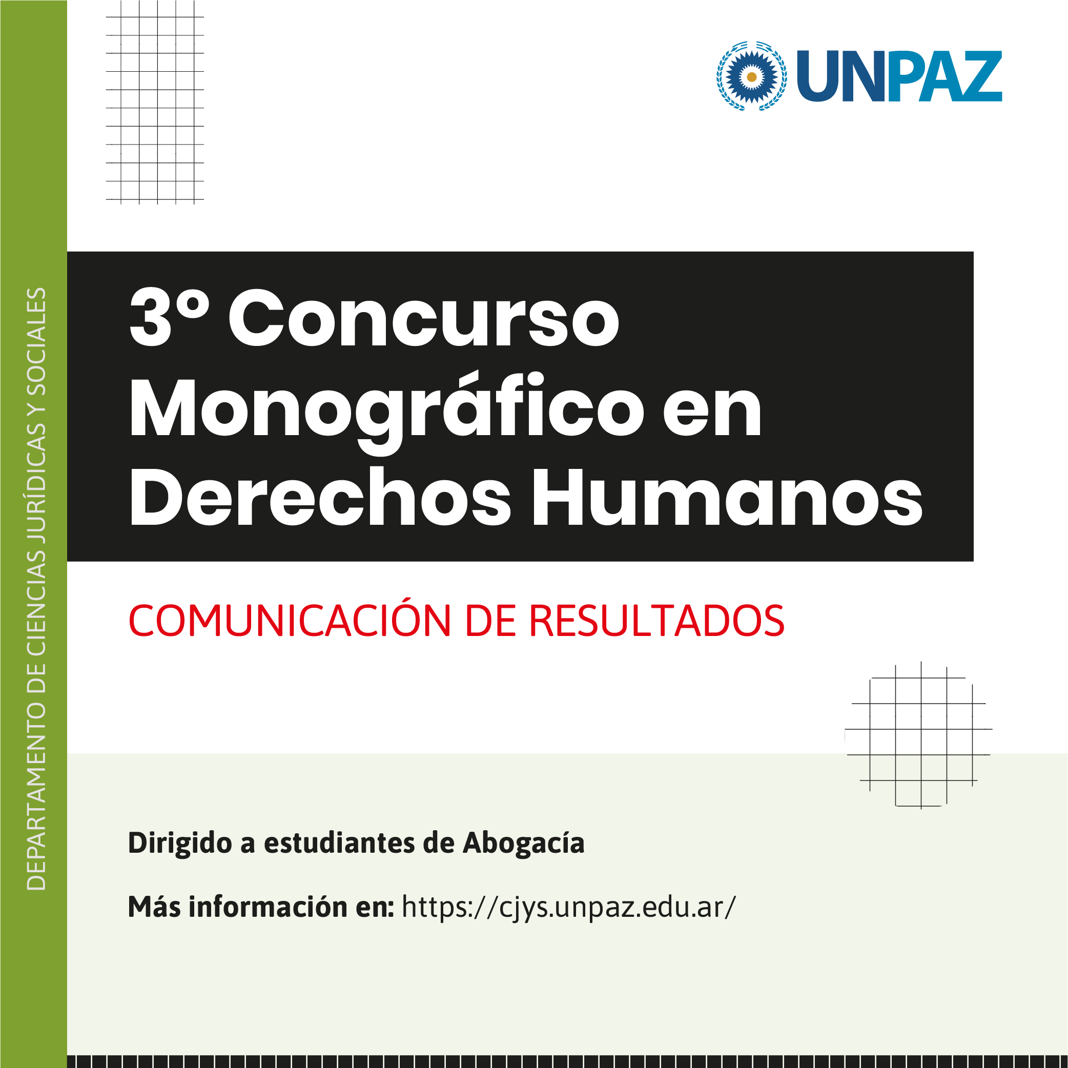 3º CONCURSO MONOGRÁFICO EN DERECHOS HUMANOS COMUNICACIÓN DE RESULTADOS