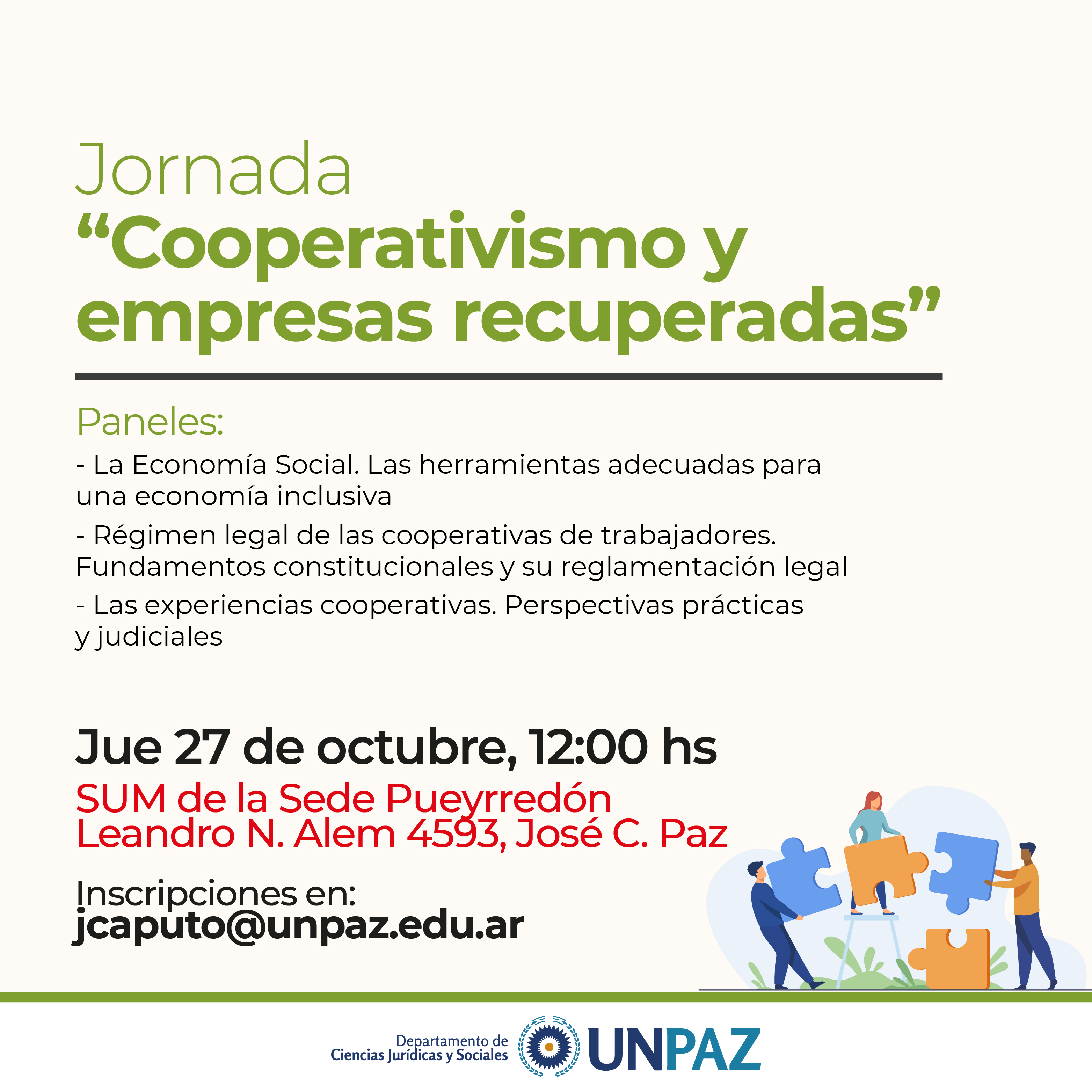 Se realizará la Jornada “Cooperativismo y empresas recuperadas” en la UNPAZ