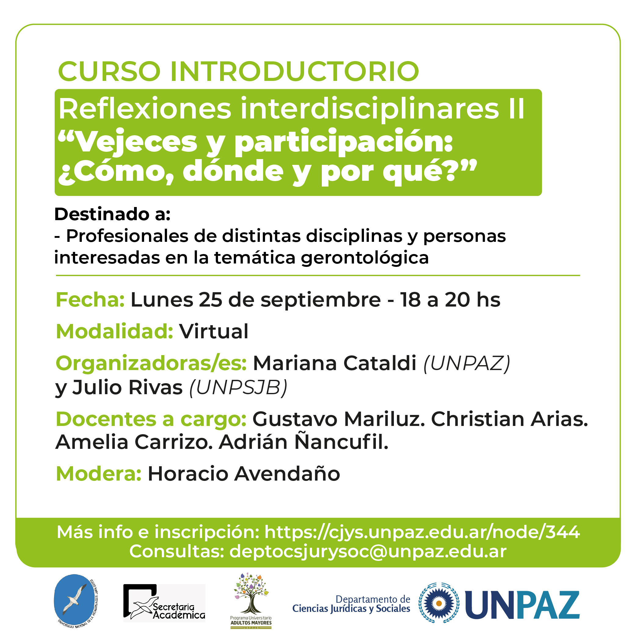 “Vejeces y participación: ¿Cómo, dónde y por qué?” - UNPAZ