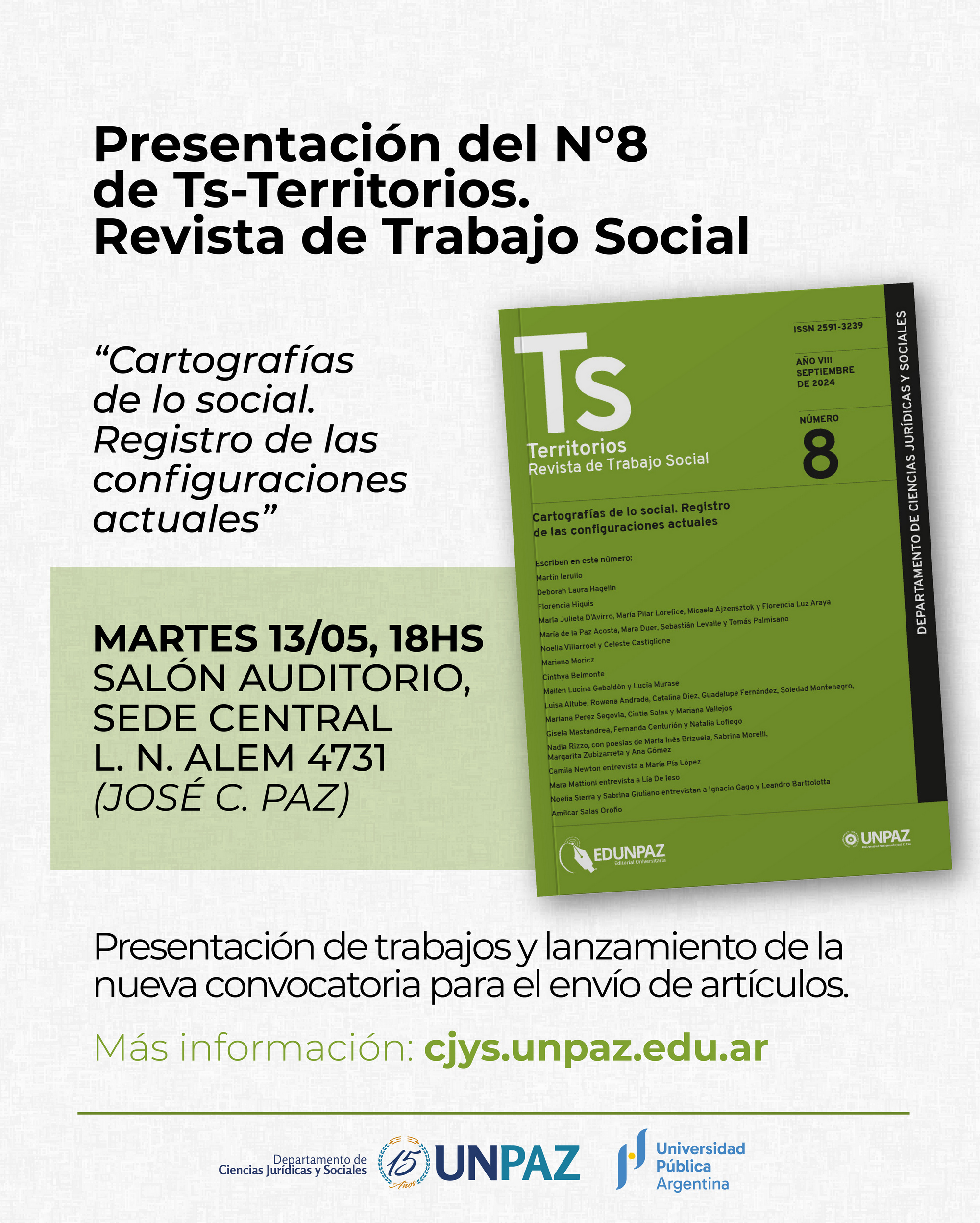 Presentación del N°8 de “Ts-Territorios. Revista de Trabajo Social”