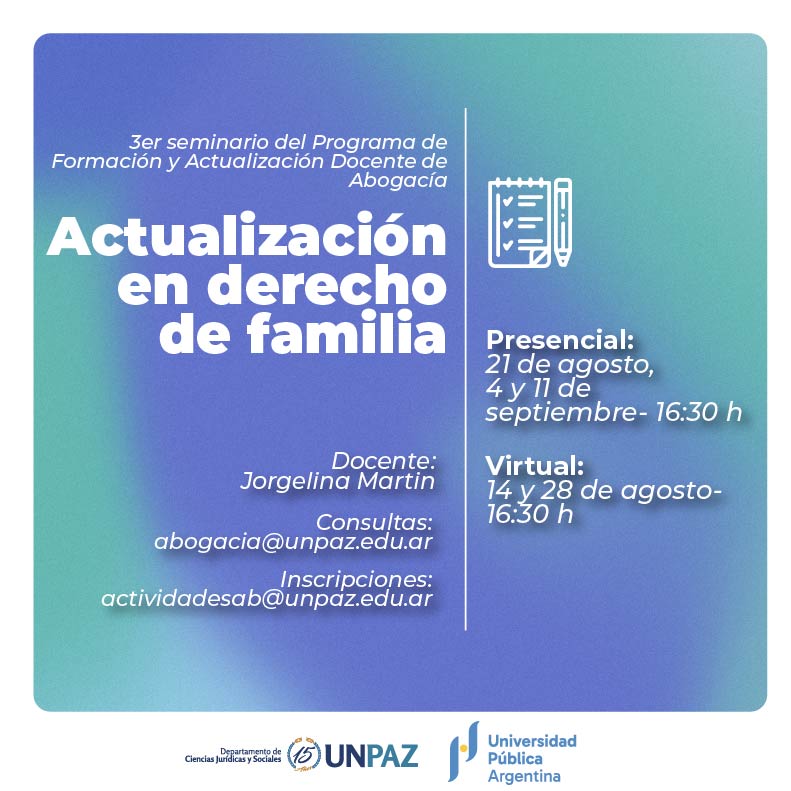 Programa de Formación y Actualización Docente de Abogacía - Seminario: “Actualización en derecho de familia”