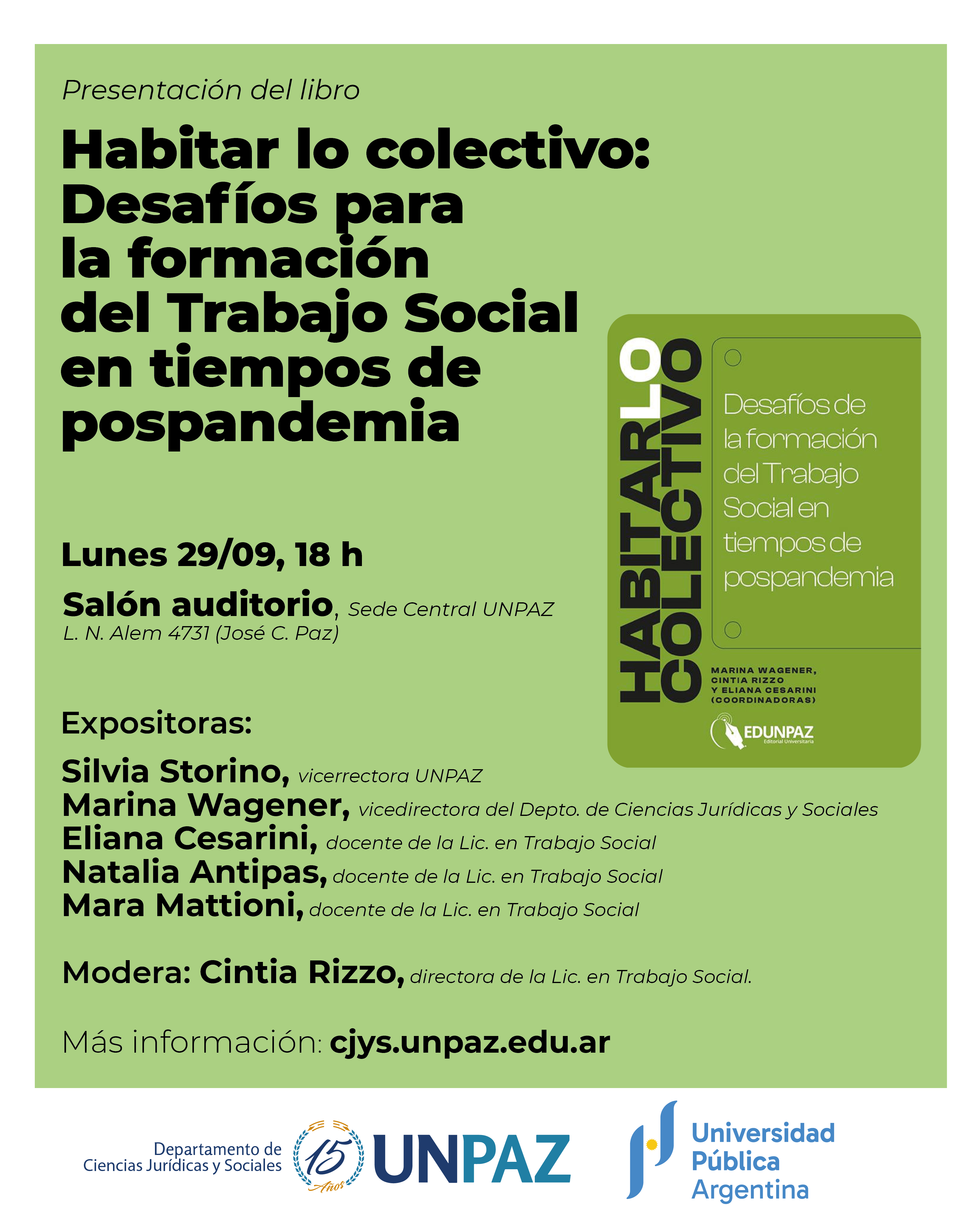 Presentación del libro “Habitar lo colectivo: desafíos para la formación del Trabajo Social en tiempos de pospandemia”