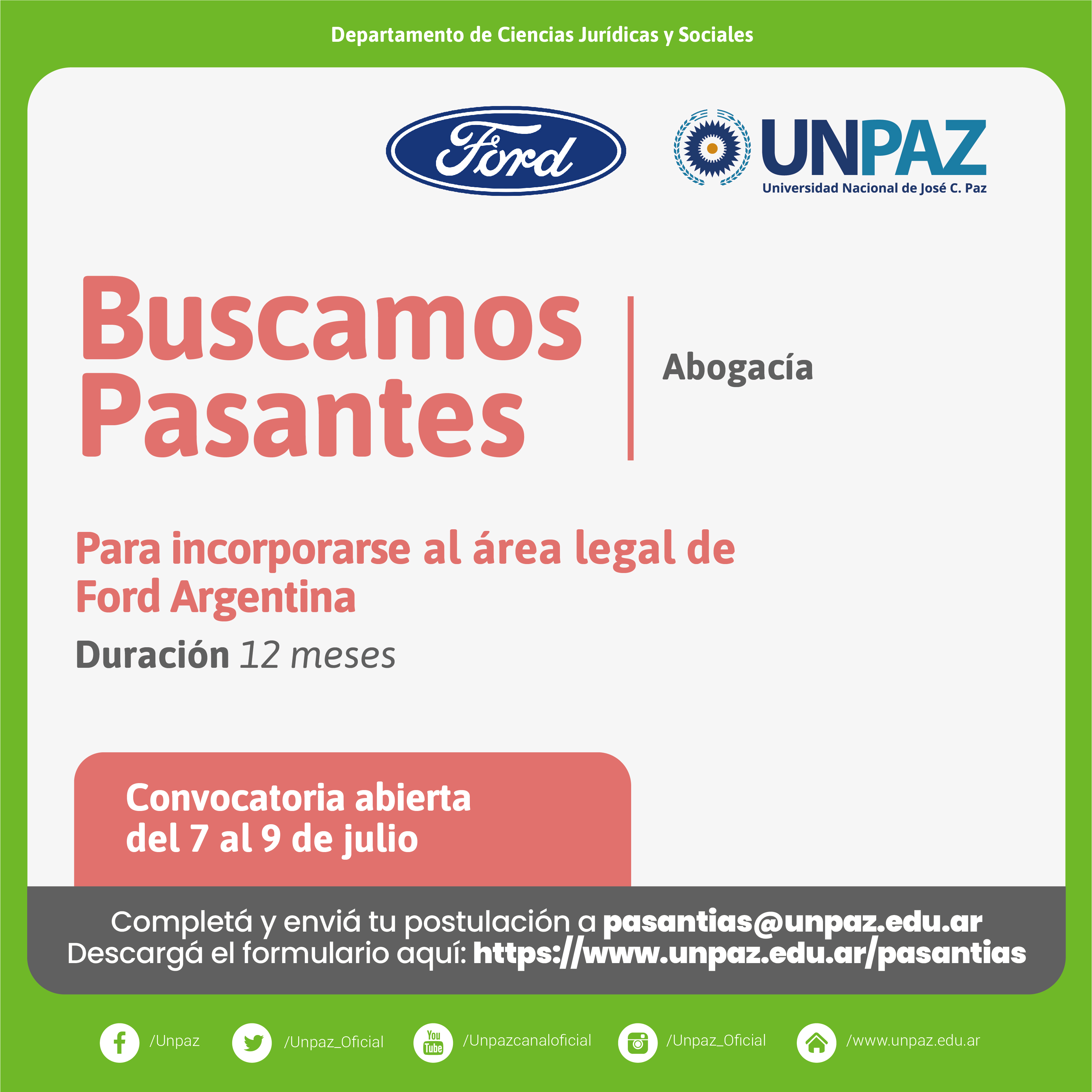 Programa de Pasantías Ford Argentina UNPAZ 2021 