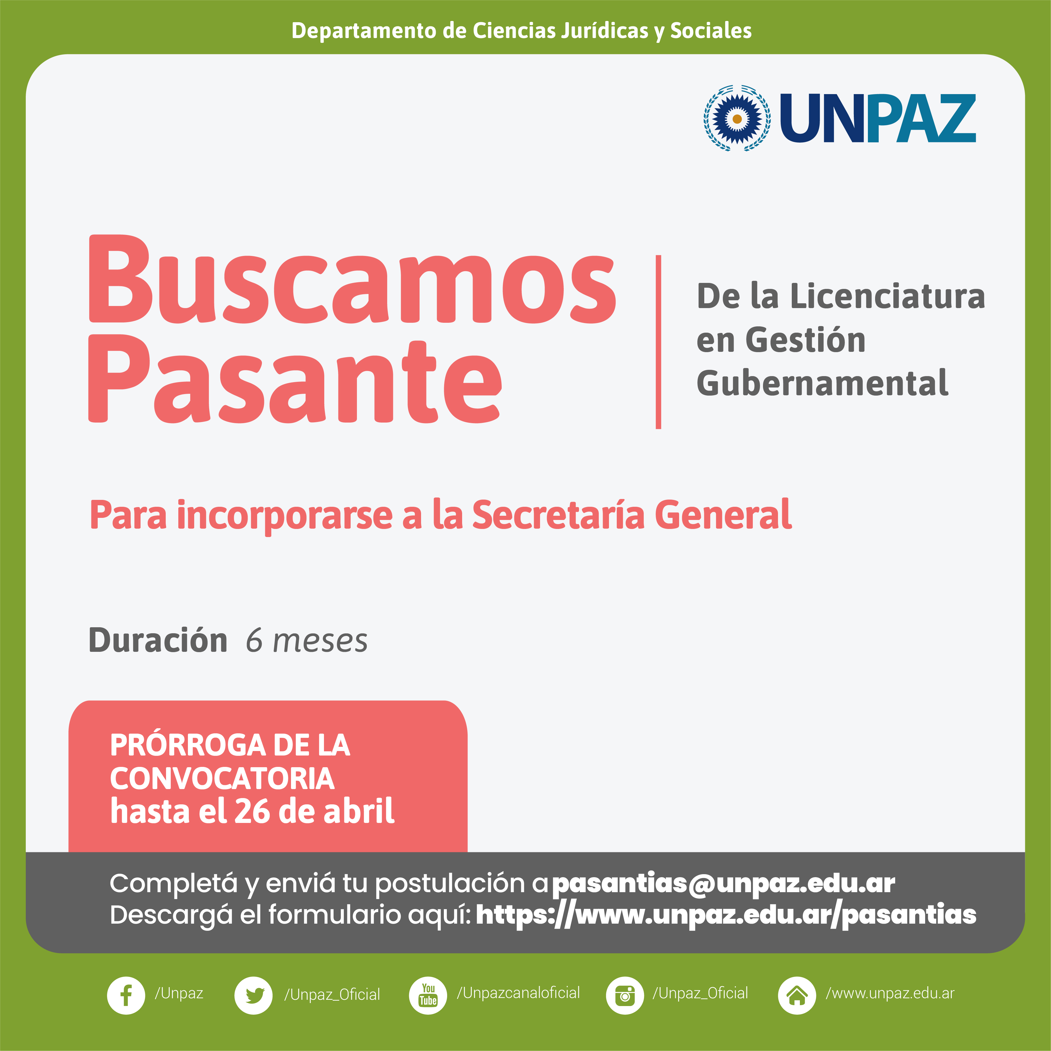 Pasantía Secretaría General 4-2021 UNPAZ