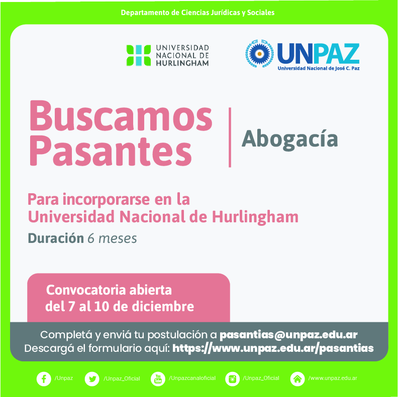 Convocatoria Pasantes UNAHUR UNPAZ