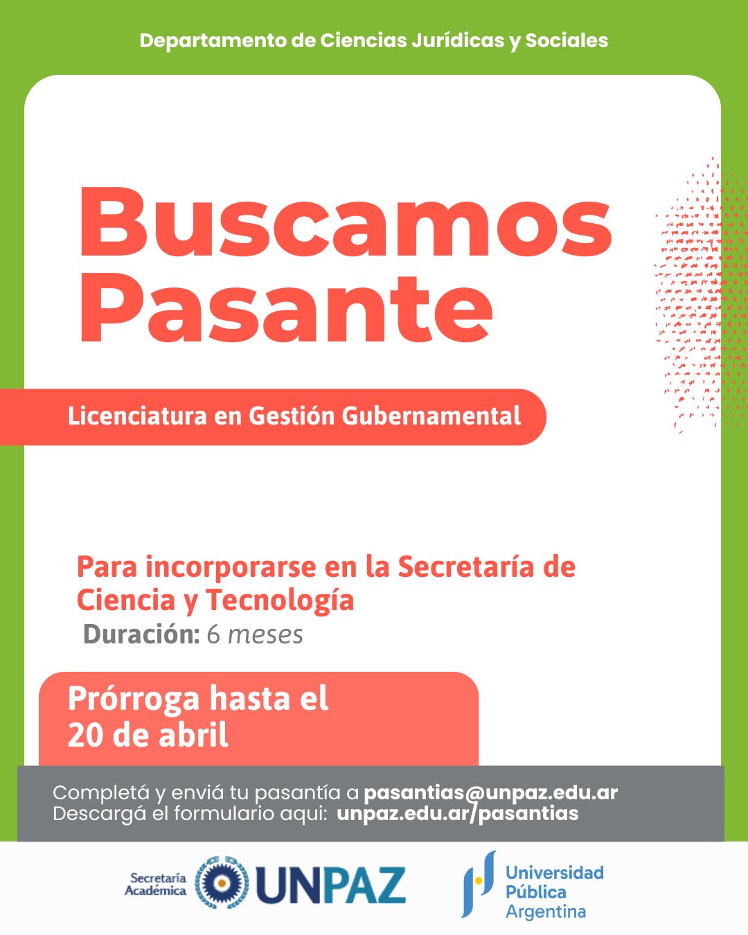 CONVOCATORIA A PASANTÍA EN LA UNIVERSIDAD NACIONAL DE JOSÉ C. PAZ - UNPAZ