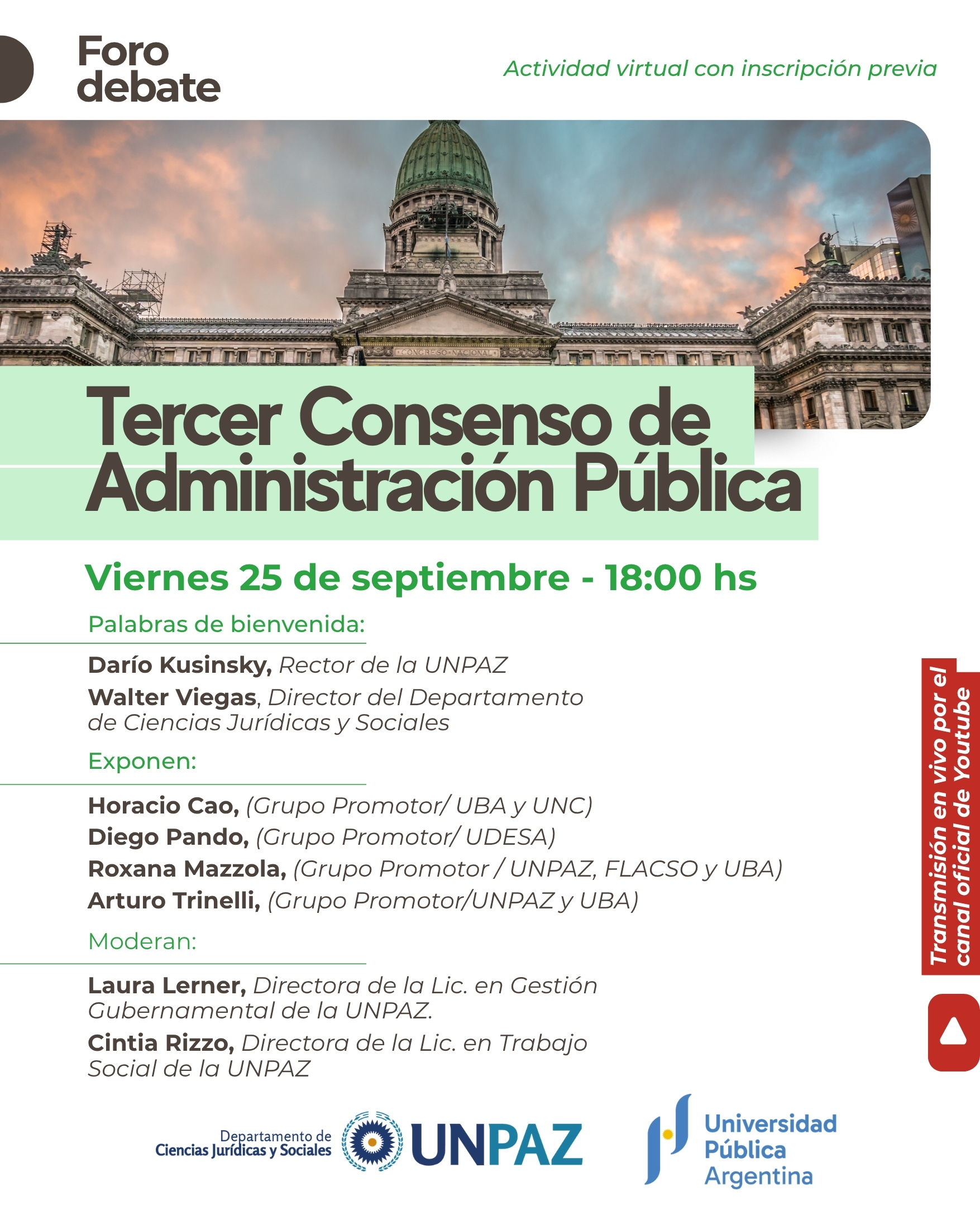 Se realizará el Tercer Consenso de Administración Pública en la UNPAZ