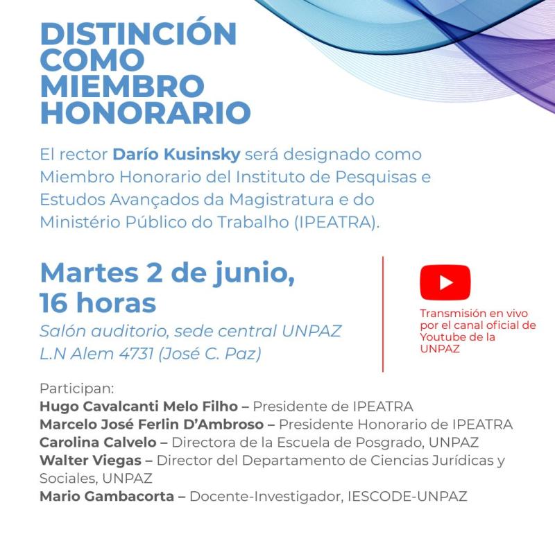  El rector Darío Kusinsky será designado Miembro Honorario de un prestigioso instituto judicial de Brasil