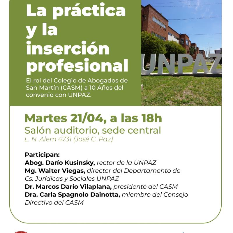 Se realizará un encuentro sobre práctica e inserción profesional con el CASM